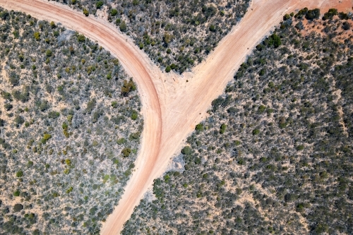 aerial view of track through bushland