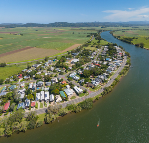 Aerial view of Tumbulgum, northern NSW - Australian Stock Image
