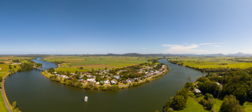 Aerial view of Tumbulgum, northern NSW - Australian Stock Image
