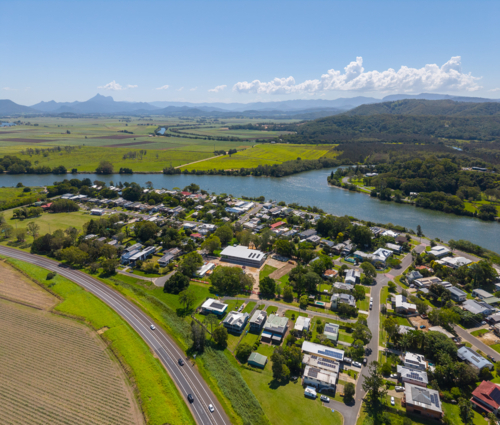 Aerial view of Tumbulgum, northern NSW - Australian Stock Image