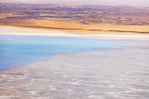 aerial view of water in Lake Eyre - Kati Thanda