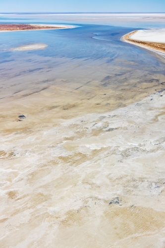 aerial view of water in Lake Eyre - Kati Thanda