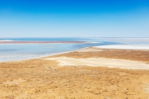 aerial view of water in Lake Eyre - Kati Thanda - Australian Stock Image