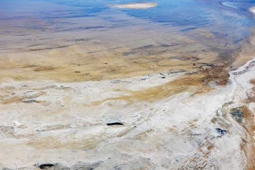 aerial view of water in Lake Eyre - Kati Thanda
