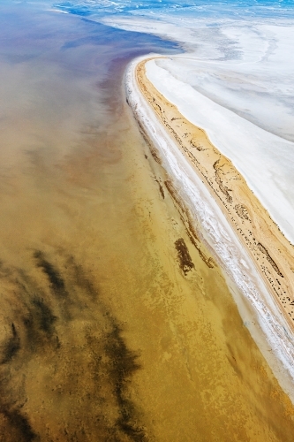 aerial view of water in Lake Eyre - Kati Thanda