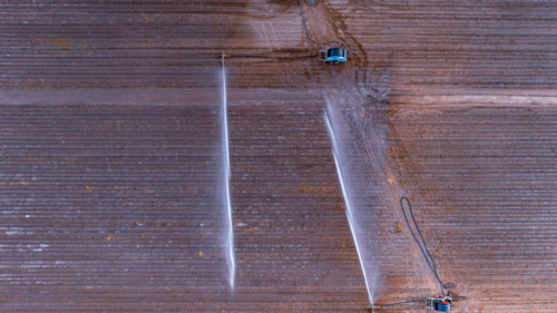 Aerial view of water irrigation in Queensland - Australian Stock Image
