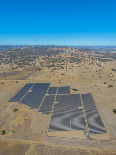 Aerial view of Wind and Solar Farm - Australian Stock Image