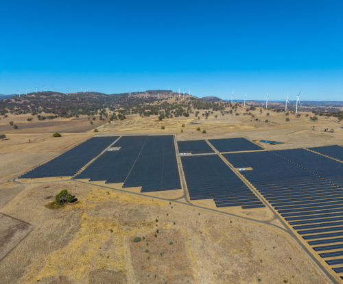 Aerial view of Wind and Solar Farm - Australian Stock Image