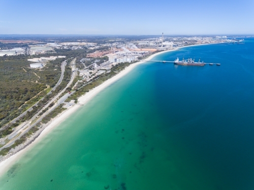 Aerial view over coast from Challenger Beach to Kwinana - Australian Stock Image