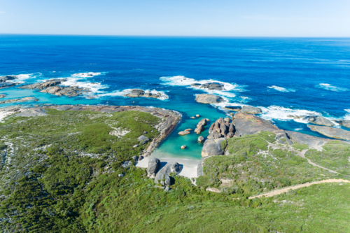 Aerial view over Elephant Cove Denmark - Australian Stock Image