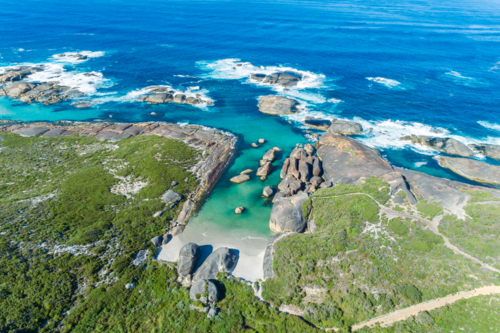 Aerial view over Elephant Cove Denmark - Australian Stock Image