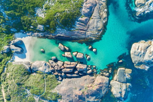 Aerial view over Elephant Cove Denmark - Australian Stock Image