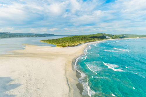 Aerial view over Ocean Beach Denmark - Australian Stock Image