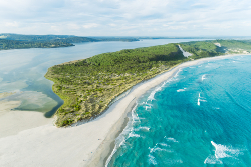 Aerial view over Ocean Beach Denmark - Australian Stock Image