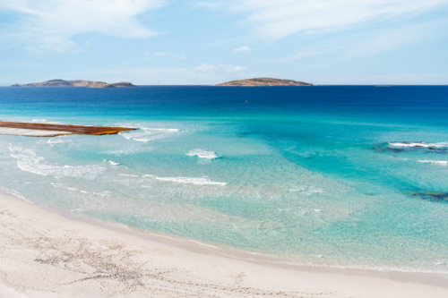 Aerial view over West Beach In Esperance Western Australia - Australian Stock Image
