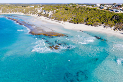 Aerial view over West Beach in Esperance Western Australia - Australian Stock Image