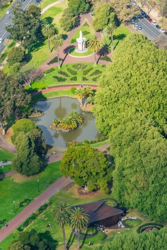 Aerial view  the Royal Botanic Gardens in Melbourne - Australian Stock Image