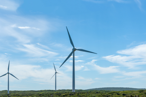 Albany Wind Farm Turbines Against Blue Skies - Australian Stock Image