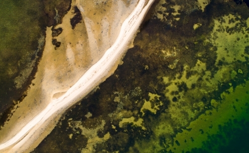 An areial view of a river and sandbank. - Australian Stock Image