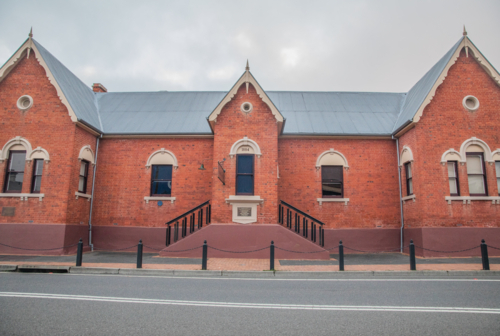 An historic red brick building in a country town - Australian Stock Image