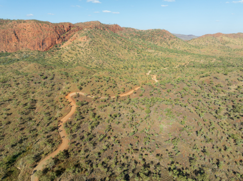 An outback road to Purnululu National Park, Western Australia - Australian Stock Image