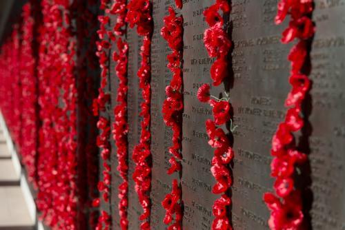 ANZAC DAY at the Australian War Memorial Wall of Poppies - Australian Stock Image
