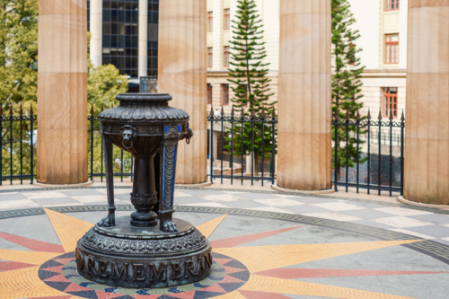 ANZAC Memorial with Eternal Flame in Brisbane CBD - Australian Stock Image