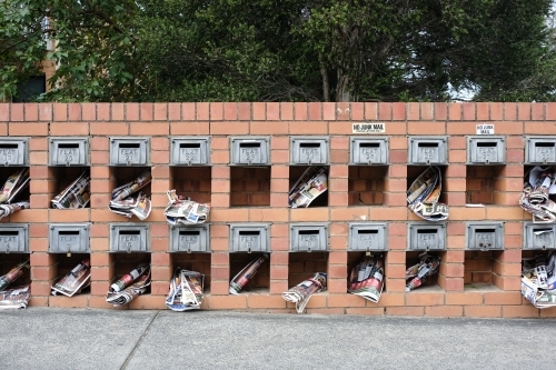 Apartment letterboxes containing junk mail