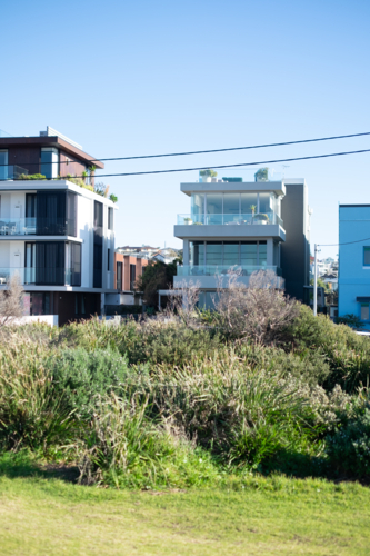 apartment units along Marine Parade, Maroubra - Australian Stock Image