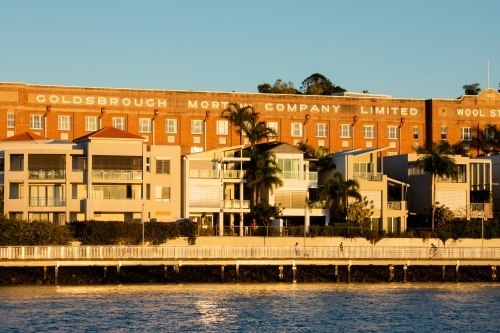 Apartments along the Brisbane River in Teneriffe - Australian Stock Image