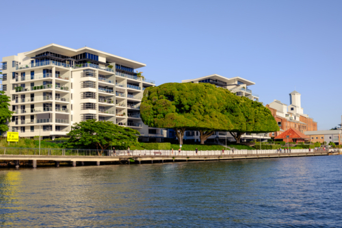 Apartments on the Brisbane River in New Farm - Australian Stock Image