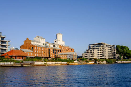 Apartments on the Brisbane River in New Farm - Australian Stock Image