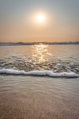 Waves & Tide Approaching during Sunrise on a Great Ocean Road Coastline - Australian Stock Image
