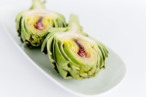 Artichoke on a plate - Australian Stock Image
