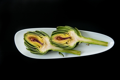 Artichokes on a dish - Australian Stock Image