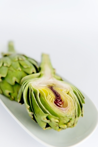 Artichokes on white - Australian Stock Image