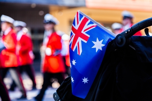 Australian flag at ANZAC day parade - Australian Stock Image