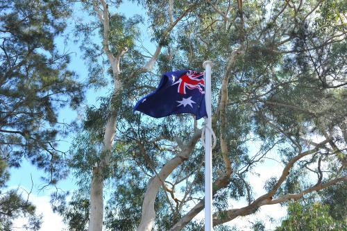 Australian Flag with Gum Trees
