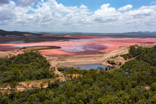 Australian mining landscape with red mud - Australian Stock Image