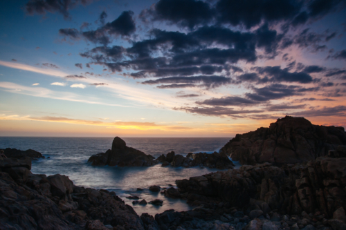 Australian ocean landscape at sunset on Canal Rocks in Cape Naturaliste peninsula, near Yallingup - Australian Stock Image