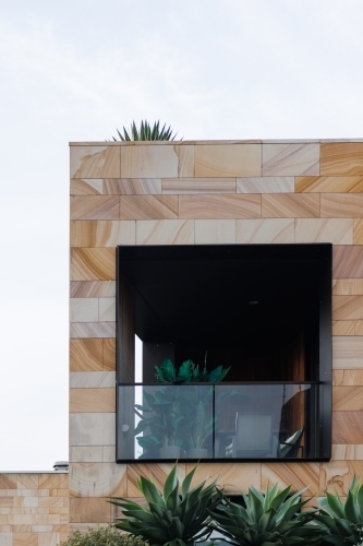 Balcony of modern sandstone residence - Australian Stock Image