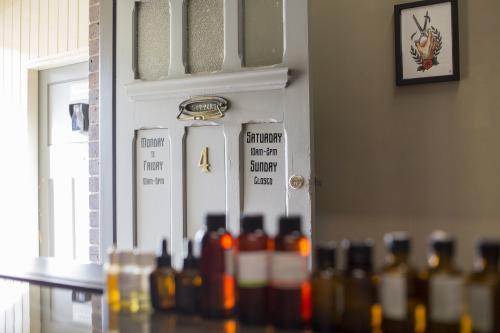 Barber shop opening hours - Australian Stock Image