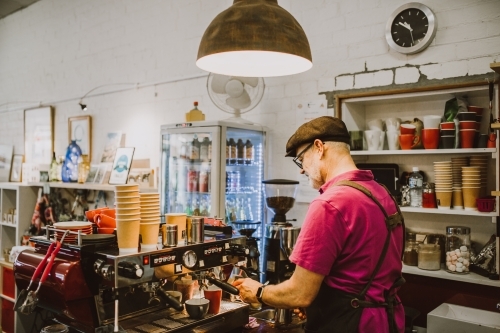 Barista making coffee - Australian Stock Image