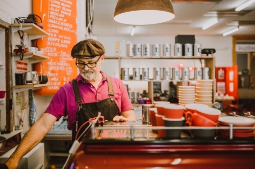 Barista making coffee - Australian Stock Image