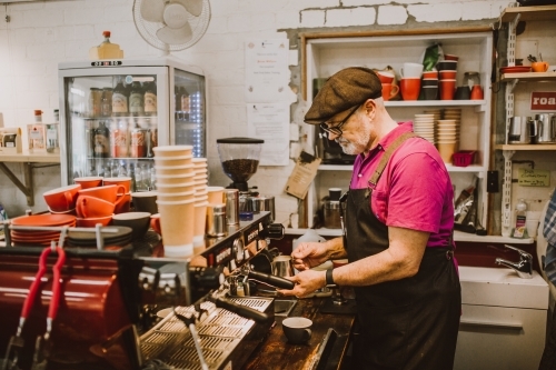 Barista making coffee - Australian Stock Image
