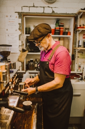 Barista making coffee - Australian Stock Image
