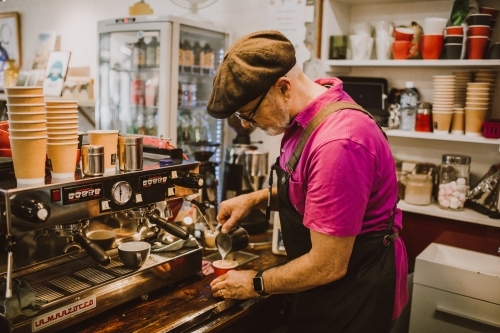 Barista making coffee - Australian Stock Image