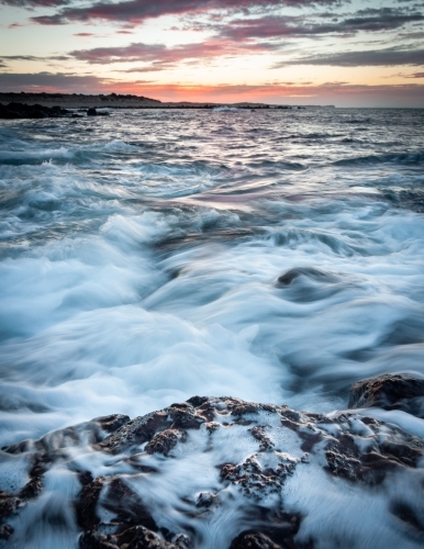 Barwon Heads Rockpools During a Colourful Sunrise - Australian Stock Image