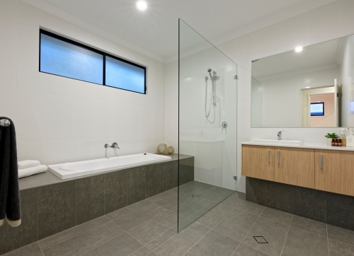 Bathroom interior of modern new build house - Australian Stock Image