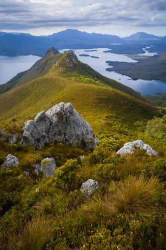 Bathurst Harbour from Mount Rugby - Australian Stock Image